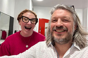 RHLSTP with Richard Herring. Image shows left to right: Katie Mulgrew, Richard Herring