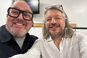 RHLSTP with Richard Herring. Image shows left to right: Justin Moorhouse, Richard Herring