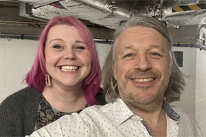 RHLSTP with Richard Herring. Image shows left to right: Lindsey Santoro, Richard Herring