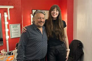 RHLSTP with Richard Herring. Image shows left to right: Richard Herring, Chelsea Birkby