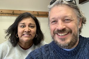 Richard Herring's Leicester Square Theatre Podcast. Image shows from L to R: Sukh Ojla, Richard Herring