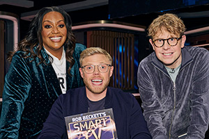 Rob Beckett's Smart TV. Image shows left to right: Alison Hammond, Rob Beckett, Josh Widdicombe