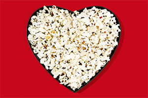 Assortment of popcorn in the shape of a heart. Credit: BBC