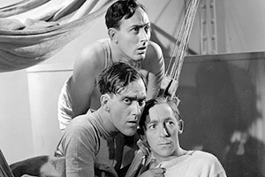 Sailors Three. Image shows from L to R: Tommy Taylor (Tommy Trinder), Johnny (Michael Wilding), Llewellyn 'Admiral' (Claude Hulbert). Copyright: STUDIOCANAL
