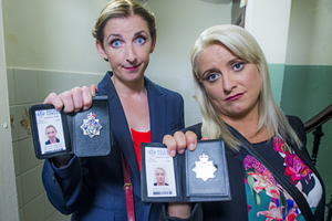 Scot Squad. Image shows from L to R: DC Megan Squire (Julie Wilson Nimmo), DC Andrea McGill (Louise McCarthy). Copyright: The Comedy Unit