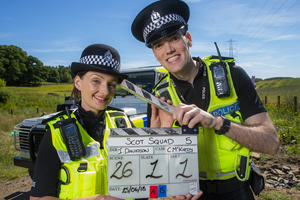Scot Squad. Image shows from L to R: PC Jane Mackay (Ashley Smith), PC Charlie McIntosh (Chris Forbes). Copyright: The Comedy Unit