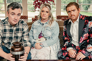 The Scotts. Image shows left to right: Henry Scott (Iain Connell), Colette Scott (Louise McCarthy), Vincent Scott (Robert Florence)