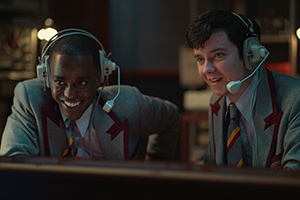 Sex Education. Image shows from L to R: Eric Effiong (Ncuti Gatwa), Otis Milburn (Asa Butterfield). Copyright: Eleven Film