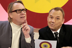 Shooting Stars. Image shows from L to R: Vic Reeves, Bob Mortimer. Copyright: Channel X, Pett Productions