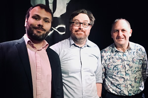 Sitcom Geeks. Image shows from L to R: John Finnemore, James Cary, Dave Cohen