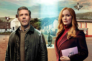 Small Town, Big Story. Image shows left to right: Seamus Proctor (Paddy Considine), Wendy Patterson (Christina Hendricks)