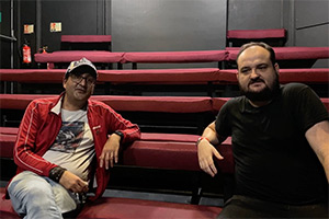 Socially Distanced Standup. Image shows left to right: Sands (Sandip Mahal), Kit (Kit Johnstone)