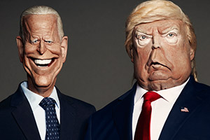 Joe Biden and Donald Trump puppets. Copyright: Avalon Television