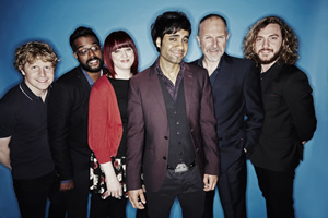 Stand Up For The Week. Image shows from L to R: Josh Widdicombe, Romesh Ranganathan, Angela Barnes, Paul Chowdhry, Simon Evans, Seann Walsh. Copyright: Open Mike Productions