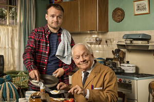 Still Open All Hours. Image shows from L to R: Leroy (James Baxter), Granville (David Jason). Copyright: BBC