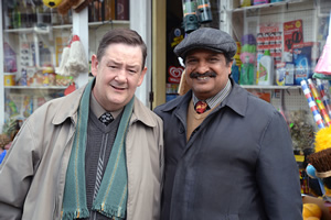 Still Open All Hours. Image shows from L to R: Wet Eric (Johnny Vegas), Cyril (Kulvinder Ghir)