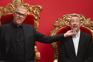 Taskmaster: The Live Experience. Image shows left to right: Greg Davies, Alex Horne