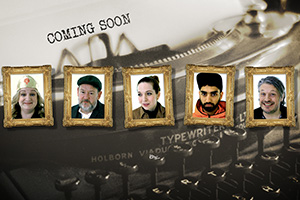 Taskmaster. Image shows from L to R: Daisy May Cooper, Johnny Vegas, Katherine Parkinson, Mawaan Rizwan, Richard Herring. Copyright: Avalon Television