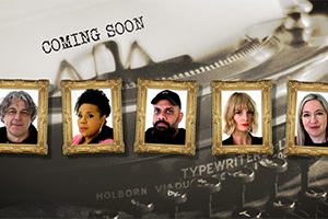 Taskmaster. Image shows from L to R: Alan Davies, Desiree Burch, Guz Khan, Morgana Robinson, Victoria Coren Mitchell. Copyright: Avalon Television