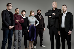 Taskmaster. Image shows from L to R: Richard Osman, Ben Bailey Smith, Jon Richardson, Katherine Ryan, Joe Wilkinson, Greg Davies, Alex Horne. Copyright: Avalon Television / UKTV