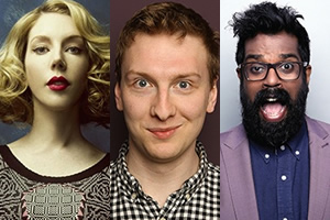 That Thing On Friday Night. Image shows from L to R: Katherine Ryan, Joe Lycett, Romesh Ranganathan