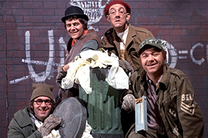 The Dustbinmen. Image shows from L to R: Eric (Tim Wylton), Heavy Breathing (Trevor Bannister), Cheese and Egg (Bryan Pringle), Winston Platt (Graham Haberfield). Copyright: ITV
