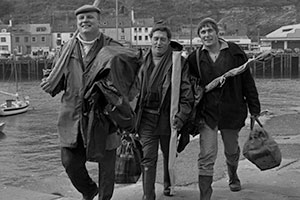 The Fishing Party. Image shows from L to R: Art (Brian Glover), Ern (Ray Mort), Abe (Douglas Livingstone). Copyright: BBC