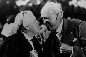 The Happiest Days Of Your Life. Image shows from L to R: Muriel Whitchurch (Margaret Rutherford), Wetherby Pond (Alastair Sim). Copyright: London Films / Individual Pictures