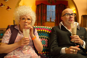The Harry Hill Movie. Image shows from L to R: Nan (Julie Walters), Harry Hill (Harry Hill). Copyright: Lucky Features