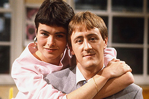 The Two Of Us. Image shows left to right: Elaine (Janet Dibley), Ashley Phillips (Nicholas Lyndhurst). Credit: London Weekend Television