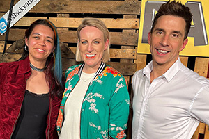 The Ultimate Choice. Image shows left to right: Ria Lina, Steph McGovern, Russell Kane. Credit: BBC