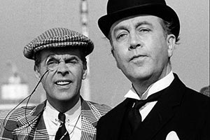 P.G. Wodehouse's The World Of Wooster. Image shows from L to R: Bertie Wooster (Ian Carmichael), Jeeves (Dennis Price). Copyright: BBC
