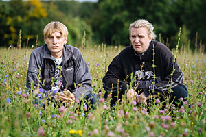 This Country. Image shows from L to R: Lee 'Kurtan' Mucklowe (Charlie Cooper), Kerry Mucklowe (Daisy May Cooper)