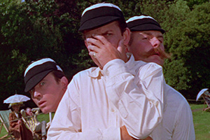 Three Men In A Boat. Image shows left to right: George (Laurence Harvey), J (David Tomlinson), Harris (Jimmy Edwards). Credit: STUDIOCANAL