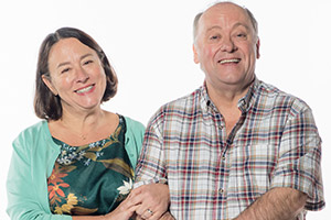 Two Doors Down. Image shows from L to R: Beth (Arabella Weir), Eric (Alex Norton). Copyright: BBC