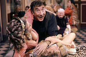 Up Pompeii. Image shows from L to R: Ammonia (Barbara Murray), Lurcio (Frankie Howerd), Ludicrus Sextus (Michael Hordern). Copyright: Associated London Films Limited