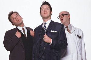 Vic Reeves Big Night Out. Image shows from L to R: Bob Mortimer, Vic Reeves, Les (Fred Aylward). Copyright: Channel X