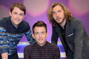 Virtually Famous. Image shows from L to R: Chris Stark, Kevin McHale, Seann Walsh. Copyright: Talkback / Hungry Bear Media