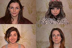 Vodka Diaries. Image shows from L to R: Nic (Aisling Bea), Alex (Rosamund Hanson), Periel (Gwyneth Keyworth), Holly (Cariad Lloyd). Copyright: Feelgood Fiction