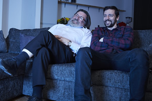 We Have Been Watching. Image shows from L to R: Ricky Tomlinson, Ralf Little. Copyright: Crook Productions