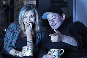 We Have Been Watching. Image shows from L to R: Jo Joyner, Johnny Vegas. Copyright: Crook Productions