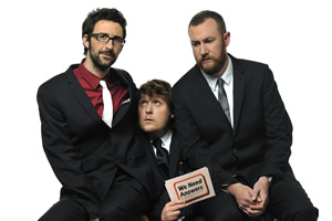 We Need Answers. Image shows from L to R: Mark Watson, Tim Key, Alex Horne. Copyright: BBC