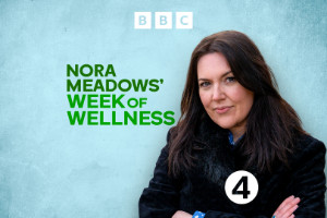 Nora Meadows' Week Of Wellness. Nora Meadows (Katy Wix). Credit: BBC, Hat Trick Productions