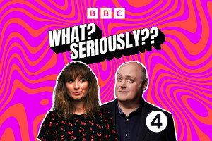 What? Seriously??. Image shows left to right: Isy Suttie, Dara O Briain. Credit: BBC, Unusual Productions