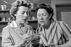 Winning Widows. Image shows left to right: Mildred (Avice Landone), Martha (Peggy Mount). Credit: Associated Television