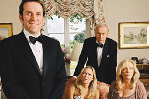 The Worst Week Of My Life. Image shows from L to R: Howard (Ben Miller), Mel (Sarah Alexander), Dick (Geoffrey Whitehead), Angela (Alison Steadman). Copyright: Hat Trick Productions