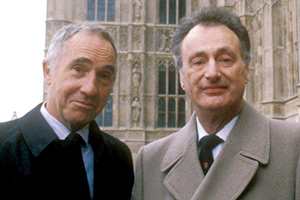 Yes, Prime Minister. Image shows left to right: Sir Humphrey Appleby (Nigel Hawthorne), James Hacker (Paul Eddington)