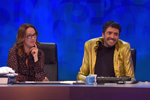 8 Out Of 10 Cats Does Countdown. Image shows from L to R: Susie Dent, Spencer Jones