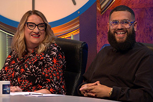 8 Out Of 10 Cats Does Countdown. Image shows left to right: Sarah Millican, Jamali Maddix