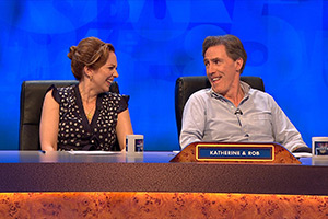 8 Out Of 10 Cats Does Countdown. Image shows left to right: Katherine Parkinson, Rob Brydon